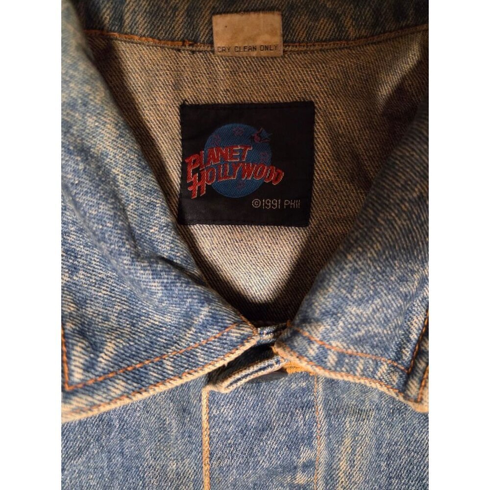 Vintage Planet Hollywood Denim Jacket Womens Small Nashville 90s Oversized Jean - Picture 8 of 11